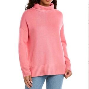 100% Cashmere Lafayette 148 New York Coral Turtleneck Sweater Sz Medium